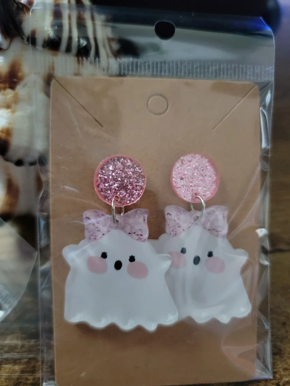 3pcs Pink Ghost Dangle Earrings - Cute Halloween Accessory